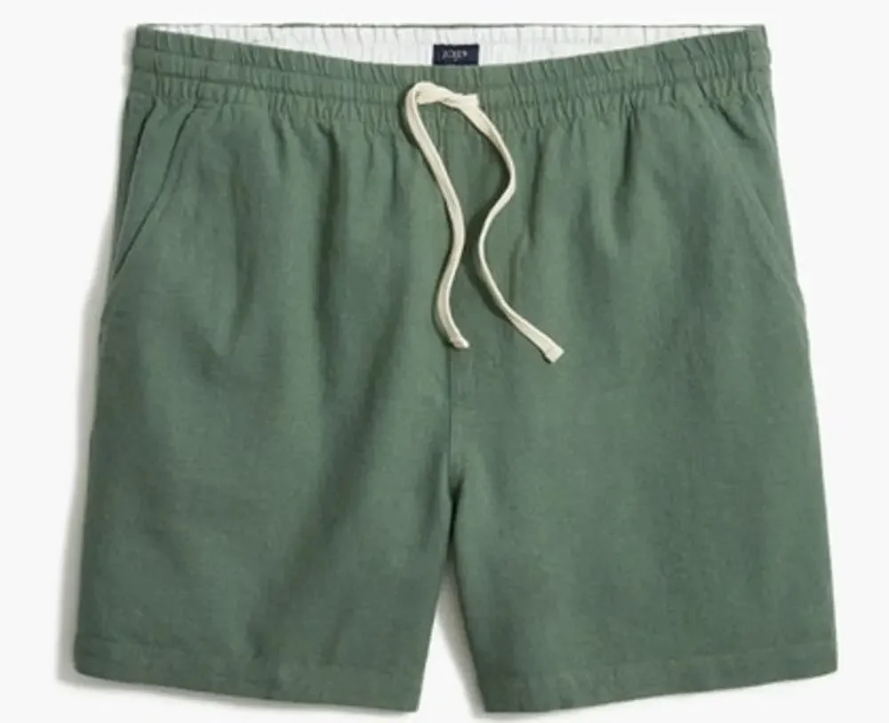 NWOT J.Crew Mens Green Linen-Blend Dock Short Size Large